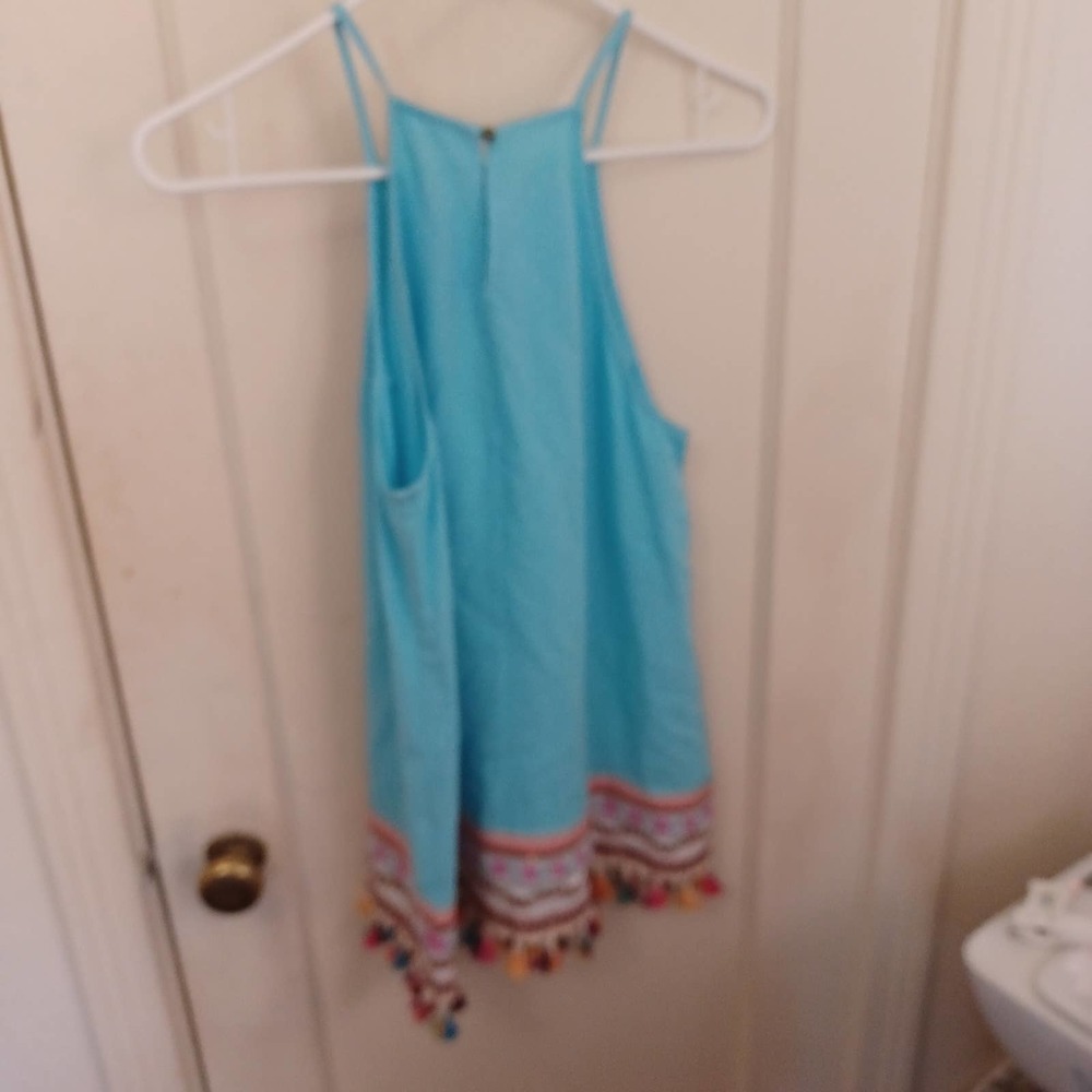 NWT Boutique Entro Boho Pom Pom Fringe Tank Sz S - Picture 4 of 4